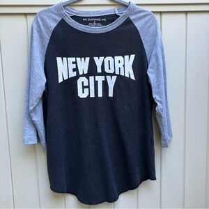 MS Clothing Inc New York City raglan baseball tee large